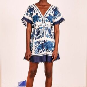 FARM RIO Tropical tiles Mini Dress Size XS NWOT